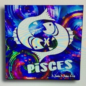 Large Colorful Unique Pisces Zodiac Astrology 3-D Canvas Wall Art Decor Gift